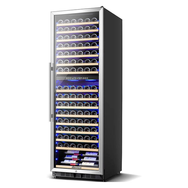AAOBOSI 24" Free Standing 176 Bottles Wine Cooler in Stainless Steel with Wood Shelves YC-510B