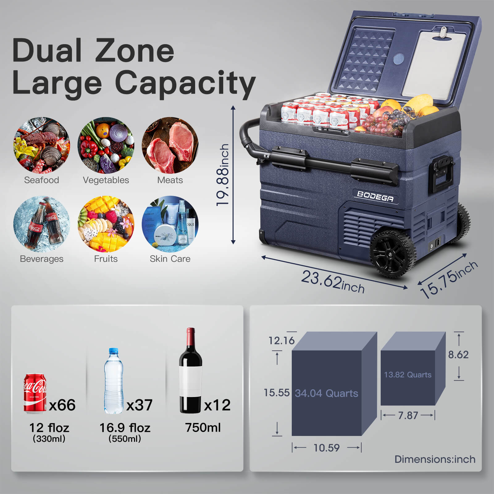 Bodegacooler_TWW45L_48quart_dual_zone large capacity