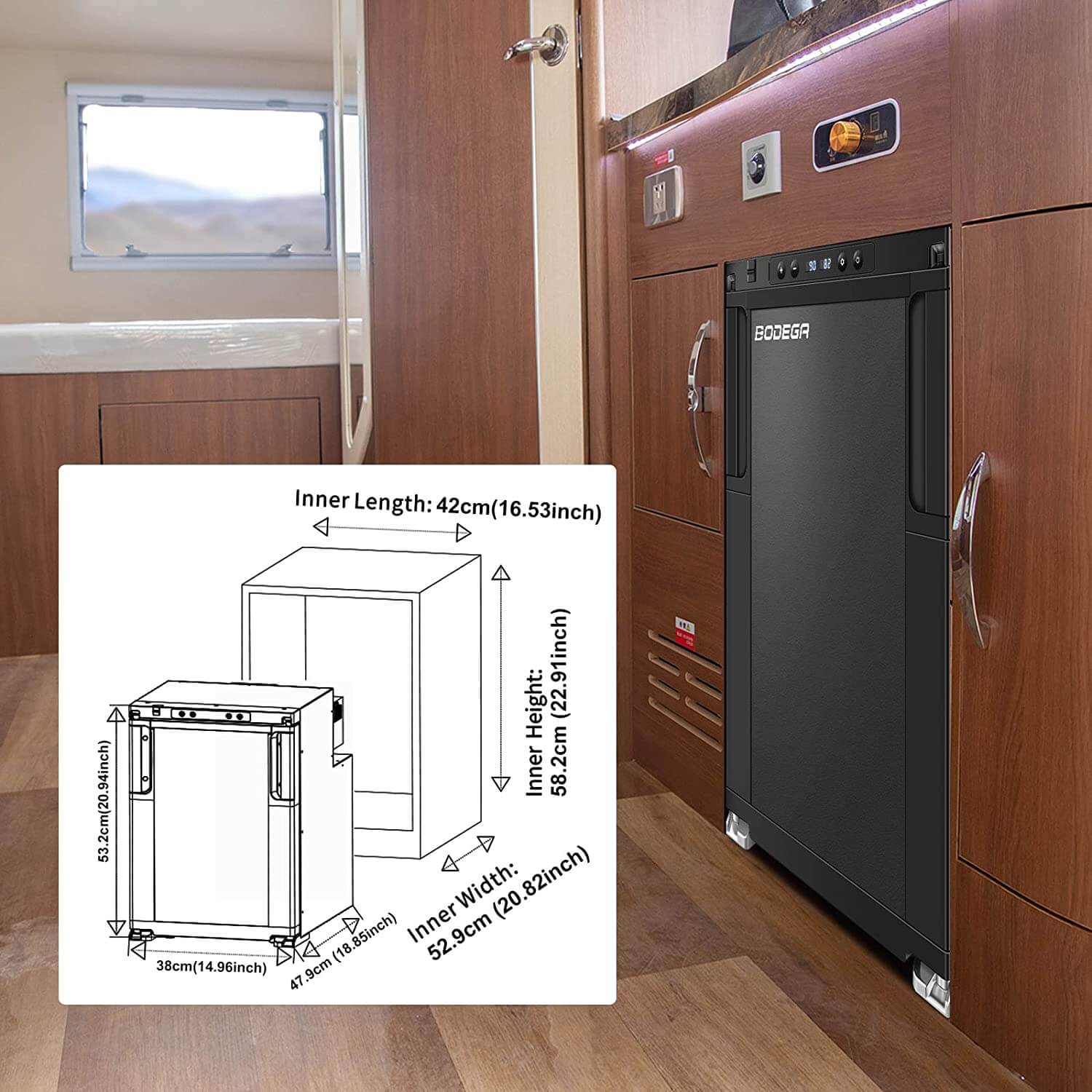 BODEGA 12 Volt RV Refrigerator 45L(1.6cu.ft)/65L(2.3cu.ft.) RV Fridge and  Freezer