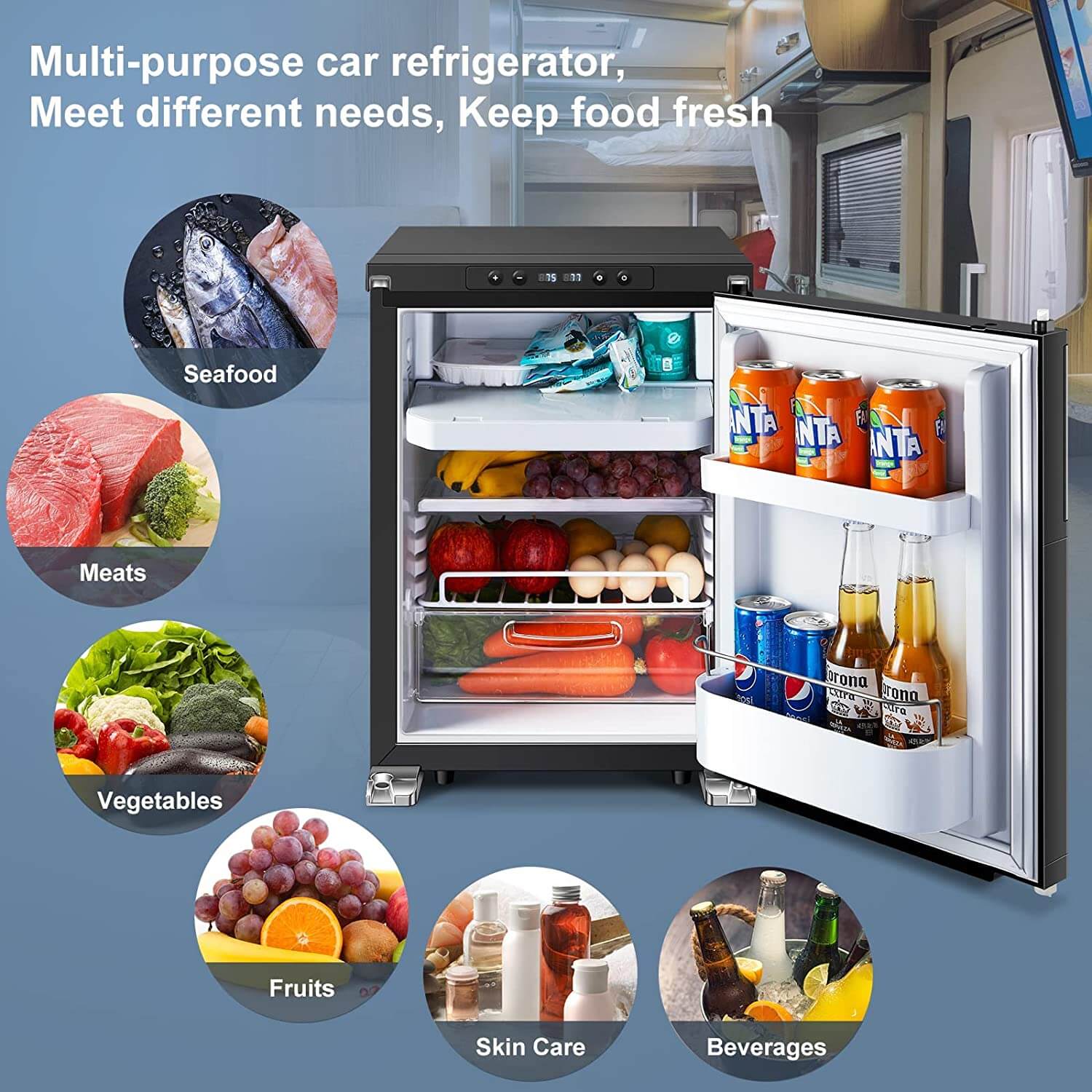 Bodegacooler RV Refrigerater 65L/2.3cu.ft. Upright Freezer Semi Truck  Refrigerator